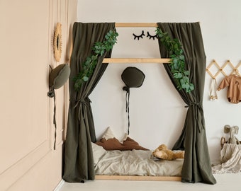 Dosel de muselina, dosel para cama infantil, dosel para cuna, tienda de campaña para niños, dosel para cama de suelo, dosel Montessori, dosel bohemio, dosel para cama de casa
