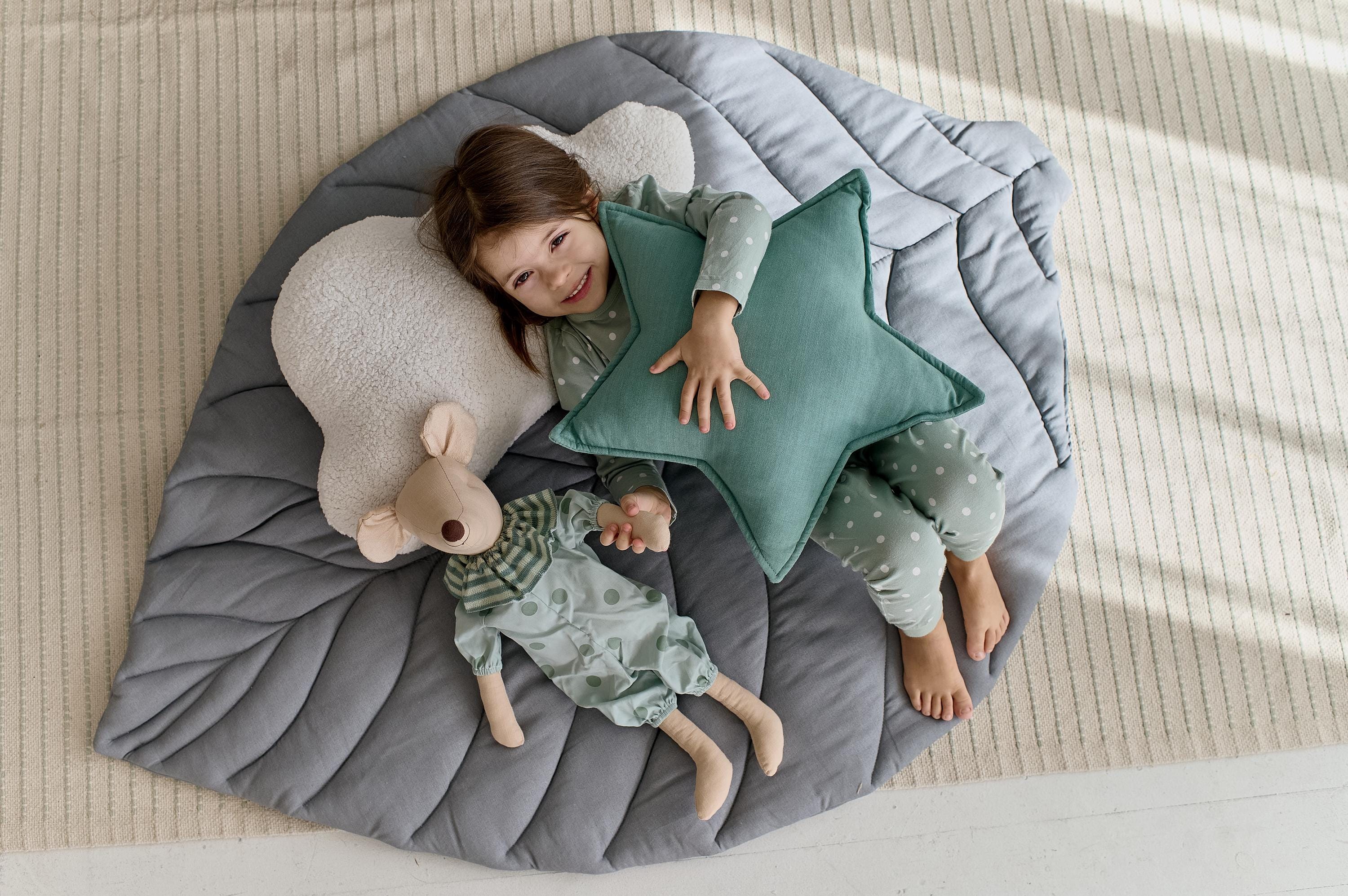 Tappeto Da Gioco Per Bambini A Forma Di Foglia Rehomy - 107x143 Cm, In Cotone E Poliestere, Morbido Per Gattonare