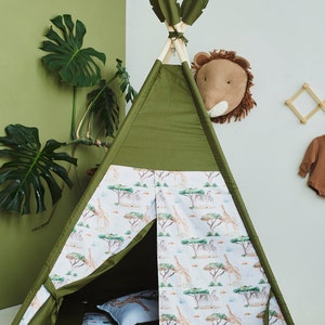 Teepee verde/tenda Teepee per bambini, regalo per il 1 compleanno, zona giochi al coperto, tende da gioco al coperto per ragazzi e ragazze, tenda Teepee per bambini immagine 3