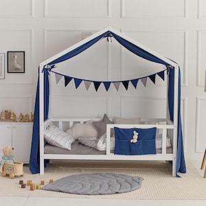 Playhouse Bed Decor | Toddler Canopy for Bed | Montessori Canopy for Kids | Canopy for Toddler House Bed | Nursery Bed Tent