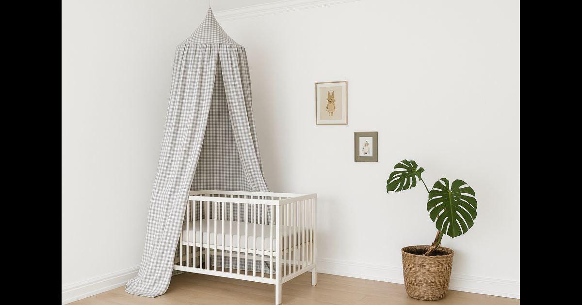 Gingham Bed Canopy | Cotton Canopy for Baby Crib | Hanging Nursery ...