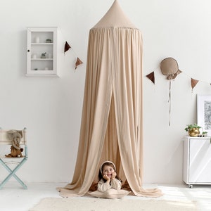 Light pink Linen canopy | Baby crib canopy, Hanging from roof canopy, Crib canopy, Canopy for crib