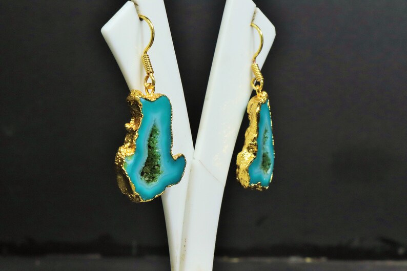 gift for her Geode Druzy earrings geode drop earrings geode earrings agate slice earrings Statement
