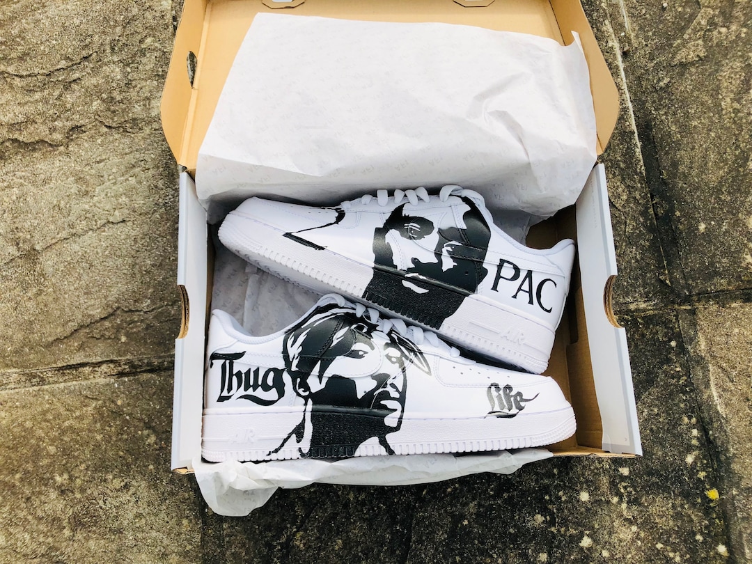 Hand Painted 2pac Shakur Rapper Trapstar Thug Life Custom Sneakers