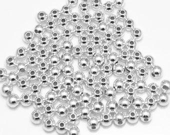 5mm (1.5mm hole) 925 Sterling Silver Round, Smooth, Seamless Beads, High Quality, Made in Italy