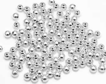 4mm (1.0mm hole) 925 Sterling Silver Round, Smooth, Seamless Beads, High Quality, Made in Italy