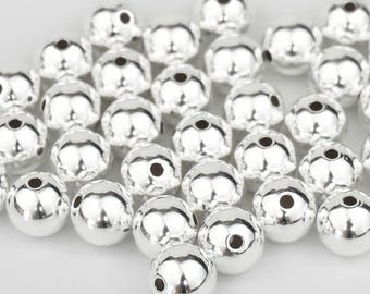 10mm (2.0mm hole) 925 Sterling Silver Round, Smooth, Seamless Beads, High Quality, Made in Italy