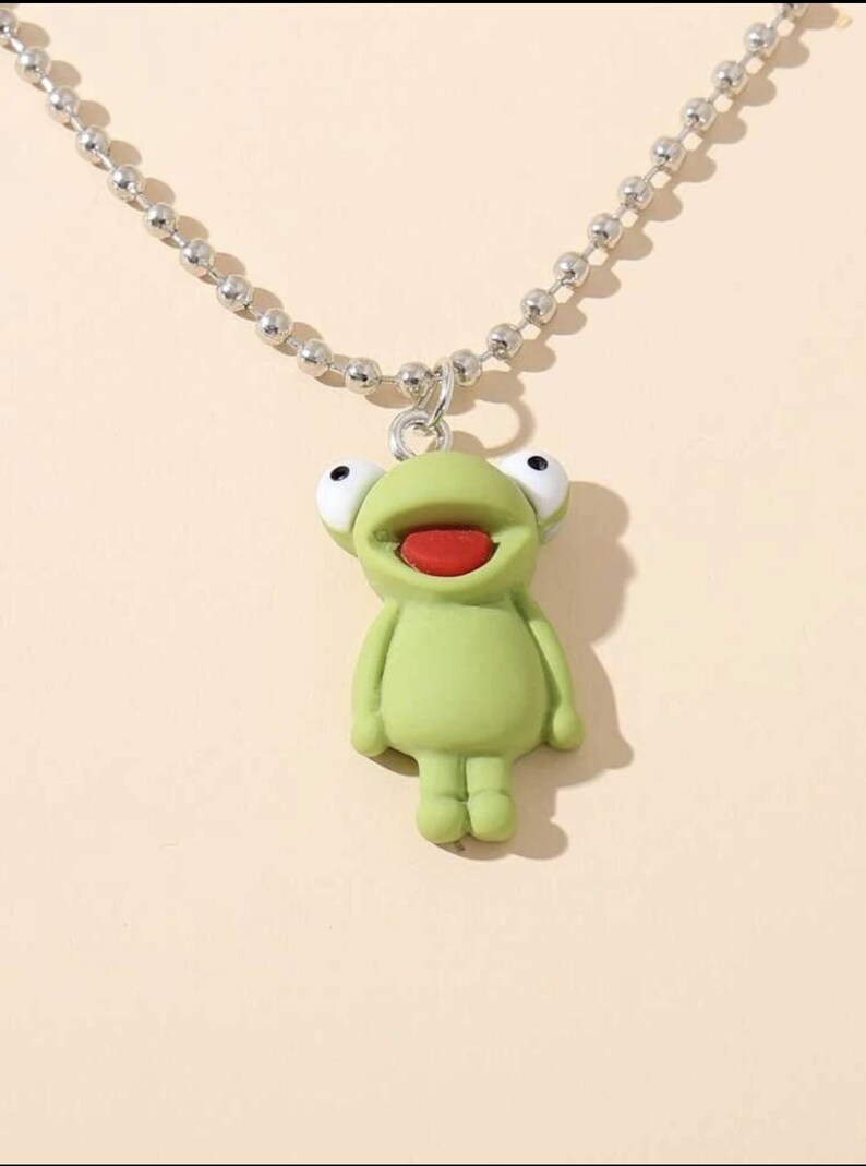 Cute Frog Necklace in Green Etsy UK