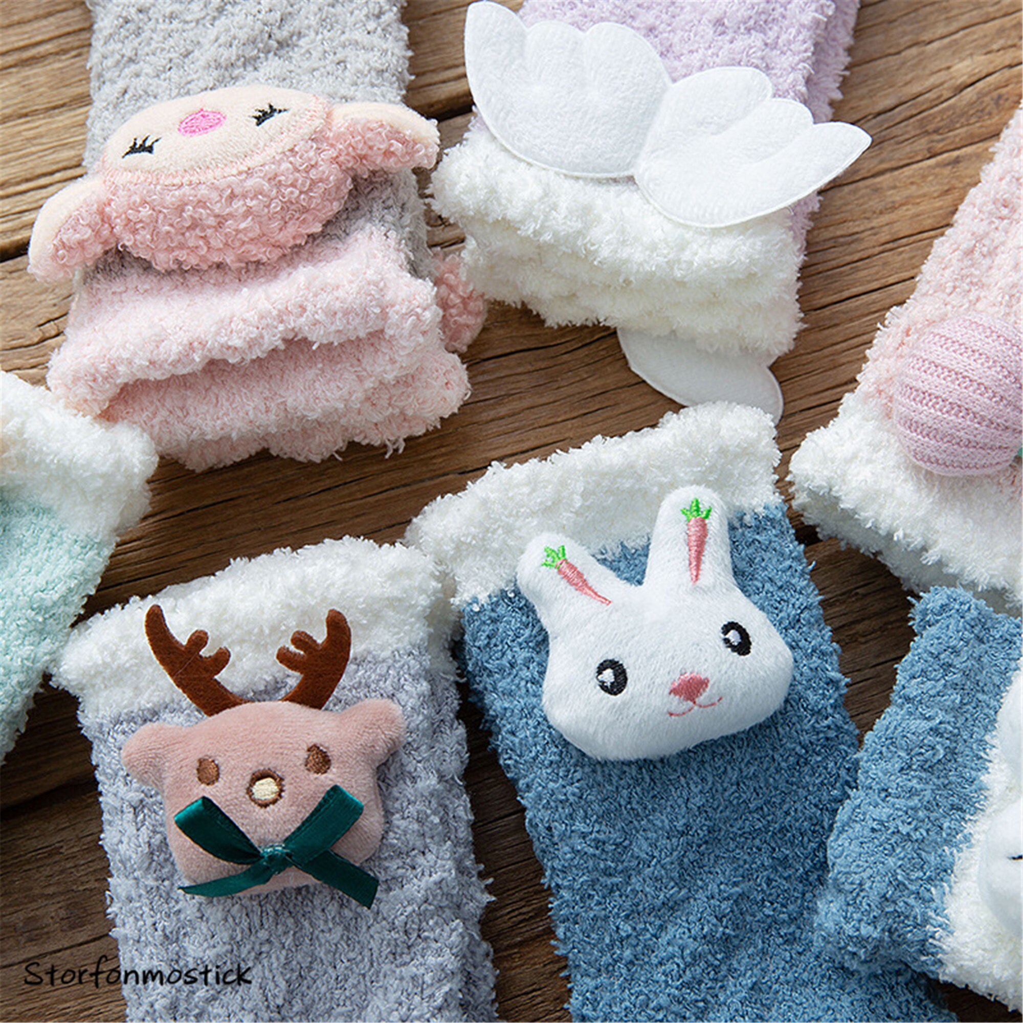 ThreeDimensional Cartoon Fuzzy Socks Animal Paw Pattern Etsy