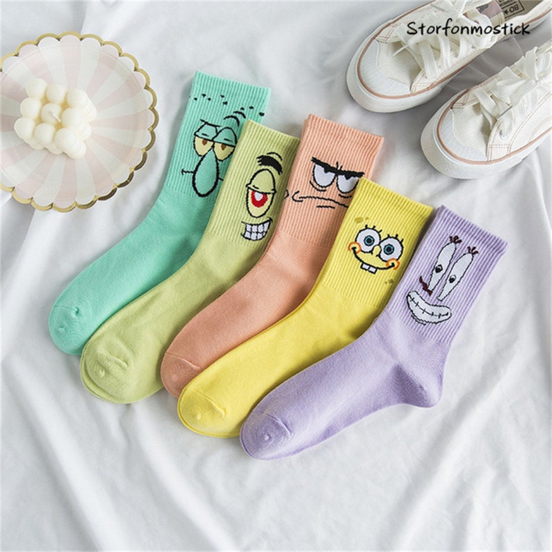 Cute Cartoon Smiley Expression Cotton Sports Socks Looped | Etsy