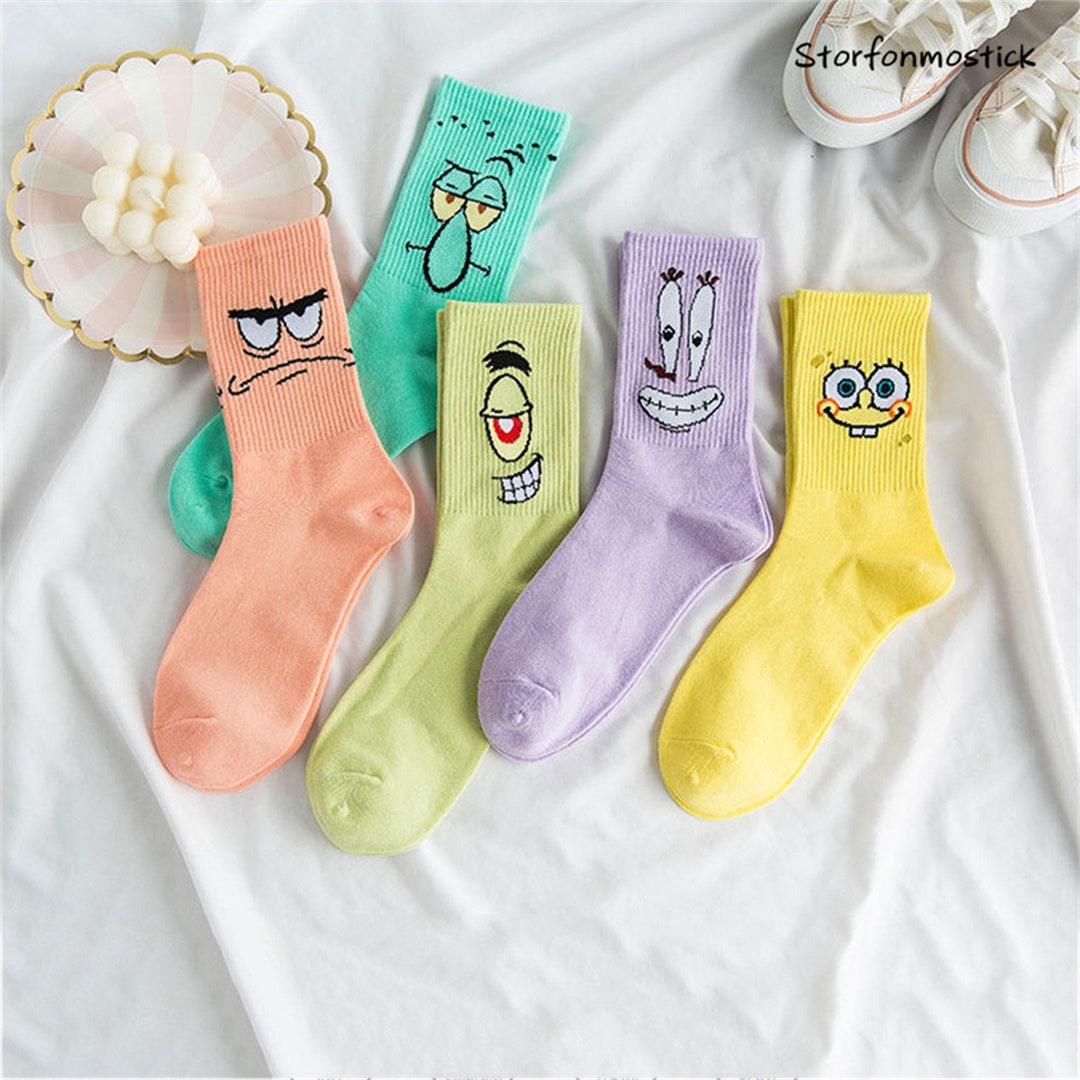 Cute Cartoon Smiley Expression Cotton Sports Socks Looped - Etsy