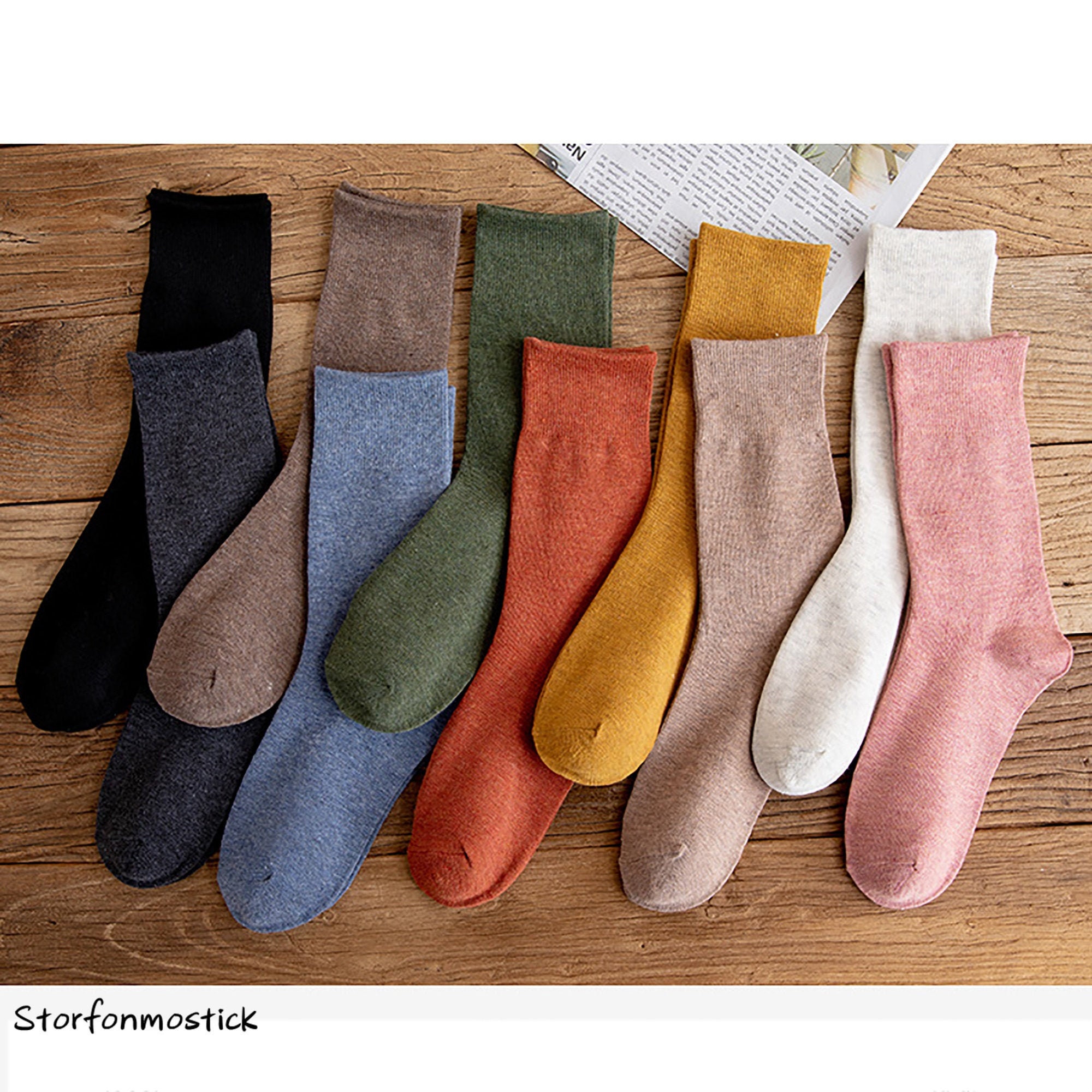 Thin Section Socks Solid Color Pile Socks Ladies Midlength Etsy