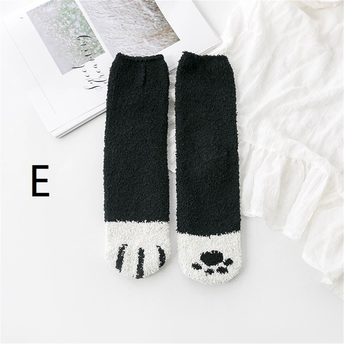 Cat Paw Fuzzy Socks Animal Paw Pattern Bed Socks Fuzzy Etsy