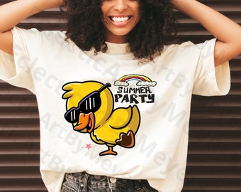 Duck Summer Party, DUCK SVG, yellow duck,Long rubber duck svg ,instant download,  Summer Svg, Summer Time, Digital Designs Duck with glasses