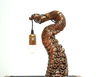 Octopus, Golden Tentacle, Cthulhu mythos Fantasy Gift Idea, Steampunk vintage statuette designer lamp holder, kraken light lamp, lantern