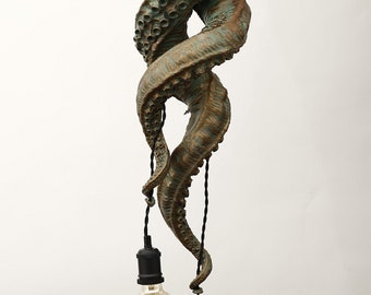 Octopus Tentacle chandelier Cthulhu mythos Fantasy Gift Idea, Steampunk vintage pendant designer bulb holder, light lamp, silver gold color