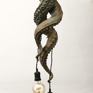 Octopus Tentacle chandelier Cthulhu mythos Fantasy Gift Idea, Steampunk vintage pendant designer bulb holder, light lamp, silver gold color