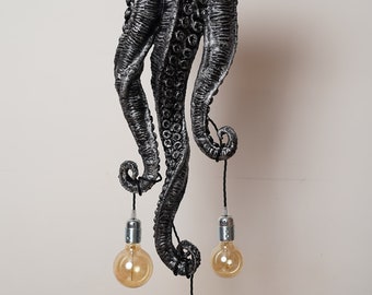 Lovecraft art chandelier . Octopus, Kraken Tentacle, Cthulhu Unique Fantasy Man Gift Idea, Steampunk vintage statuette home decor