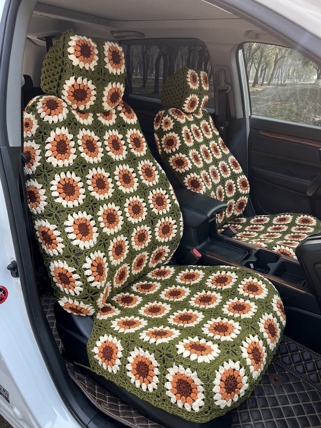 Black Sunflower Car Seat Covers