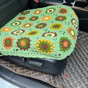 Fundas para asientos de coche, fundas para asientos de girasol de crochet, fundas para reposacabezas de asientos delanteros de coche, accesorios decorativos para interiores de coches de mujer