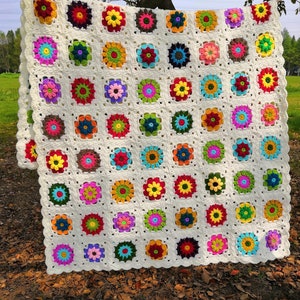 Crochet blanket,Granny Square blanket,Crochet granny square blanket,granny blanket,colorful blanket, crochet afghan blanket, flower afghan