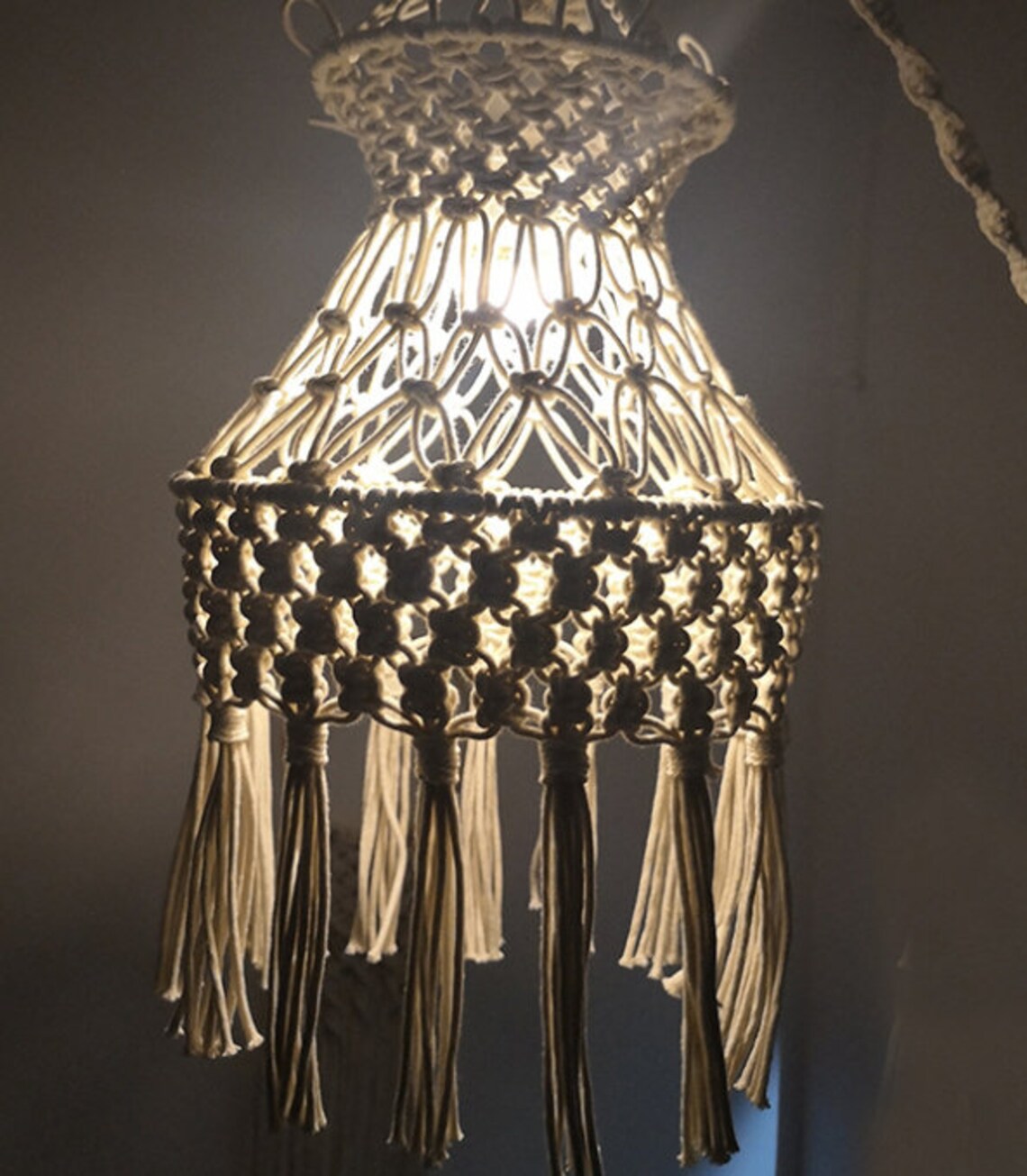 Macrame lamp shadeBoho ChandelierBoho lampshade Bohemian Etsy