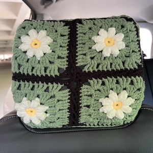 Car Crochet Headrest Covers,Handmade Crochet 3D Daisy Flower Headrest Covers,Car Seat Head Rest Cover,Cute Headrest Cover for Women