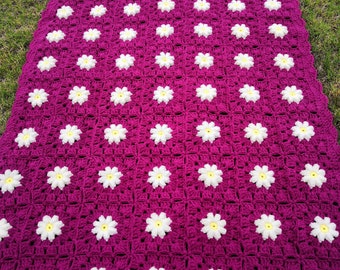 Crochet daisy blanket,Granny Square blanket,Crochet granny square blanket,granny blanket,crochet afghan blanket,handmade blanket