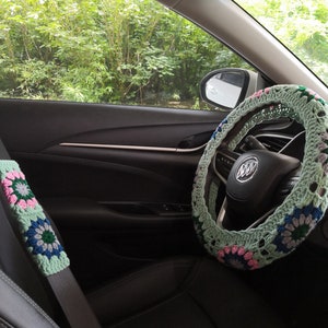 Crochet Steering Wheel Cover,Steering Wheel Cover,Crochet Seat Belt Cover,Steering Wheel Cover Crochet,Crochet car accessories,gift for her