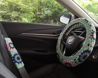 Crochet Steering Wheel Cover,Steering Wheel Cover,Crochet Seat Belt Cover,Steering Wheel Cover Crochet,Crochet car accessories,gift for her