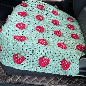 Coprisedili per auto, Coprisedili per auto all'uncinetto fatti a mano con fragole, Decorazioni per accessori interni auto