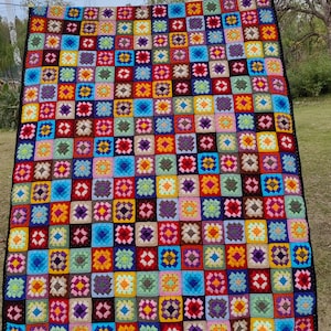 granny square,granny square afghan,Crochet Granny Square Blanket,multi colored granny square throw,home decor,Square Afghan,Baby Afghan