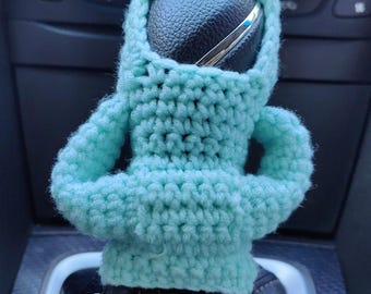 Crochet Gear Shift Hoodie,Universal Car Shift Knob Cover,Mini Hoodie for Car Shifter,Automotive Interior Cute Gadgets,Car Decorations