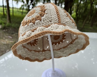 Crochet Bucket Hat ,Granny Square Vintage Fashion Hat,Bucket Hat Cute,Unisex Bucket hats,Flower Bucket Hat, Crochet Vintage Bucket Hat