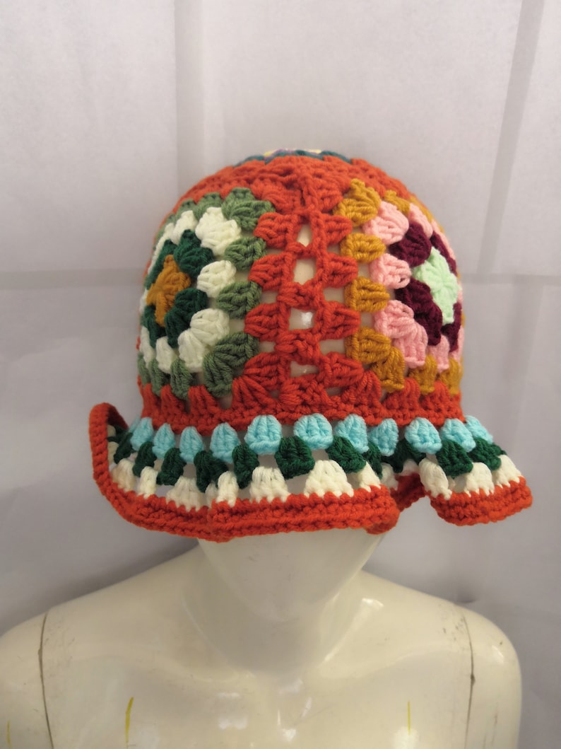 Crochet Vintage Hat granny Square Vintage Fashion Hatbucket - Etsy