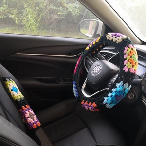 Crochet Steering Wheel Cover,Steering Wheel Cover,Granny Square Steering Wheel Cover,Steering Wheel Cover Crochet , Crochet car accessories