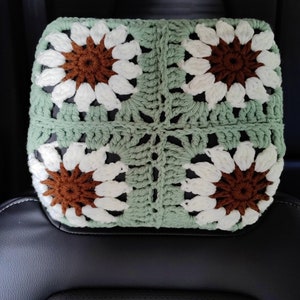 Car Seat Headrest Covers,Handmade Crochet Sunflower Headrest Covers Set,Car Decor Cover seat Headrest Covers