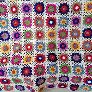 Granny Square Daisy Crochet Blanket,Granny Square Blanket,BabyBlanket,FlowerAfghan,Crochet bedspread,Mr and Mrs Crochet Blanket,gift blanket