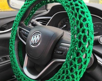 Handmade Crochet Steering Wheel Cover: Solid Color Boho Car Accessory