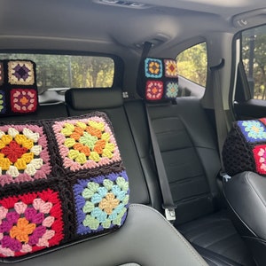 Copri poggiatesta per auto, Copri poggiatesta all'uncinetto fatto a mano, Copri poggiatesta quadrato della nonna, Copri poggiatesta carini, Decorazioni per accessori interni auto