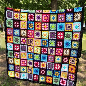 Crochet blanket,Granny Square blanket,Crochet granny square blanket,granny blanket,colorful blanket, crochet afghan blanket,handmade blanket