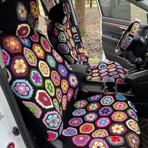 Car Seat Covers,Handmade Crochet Car Front Seat Covers,Galsang Flower Car Seat covers,Car interior Accessories decorations