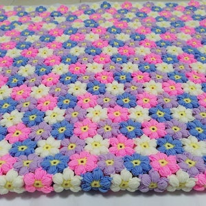 Flower Crochet Blanket,Granny Square Blanket,Pink Baby Blanket,Baby Crochet Blanket,Flower Afghan,Baby girl blanket,Floral baby blanket