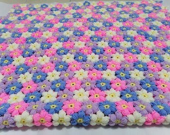 Handmade Crochet Flower Blanket: Granny Square Baby Afghan