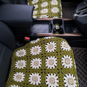 Coprisedili per auto, coprisedili a forma di girasole all'uncinetto, coprisedili per sedili anteriori per auto, accessori per auto, regali, design d'interni per auto Boho, coprisedili per auto