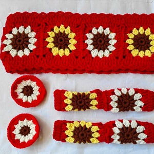 Car Steering Wheel Cover,Steering Wheel Cover for women,Crochet flower seat belt Cover,Car Coasters,Car Accessories decorations