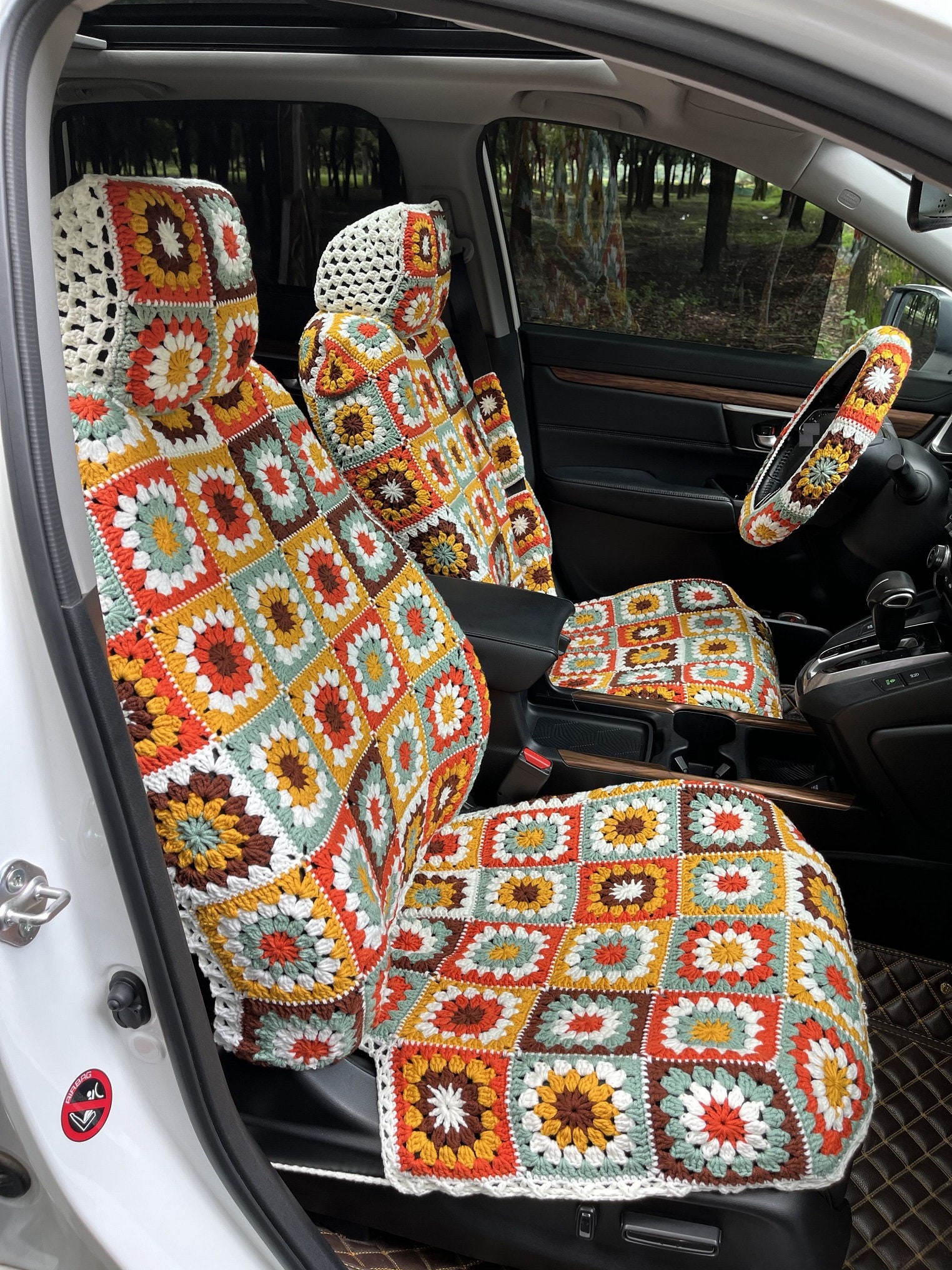Crochet Pattern for Steering Wheel Cover Sunflower Granny Square Car  Accessories Decor Safe Belt Cover Pattern -  Israel