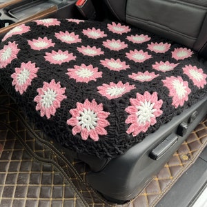 Coprisedile per auto, coprisedili all'uncinetto con girasole, copripoggiatesta per sedili anteriori, decorazioni per accessori interni auto da donna