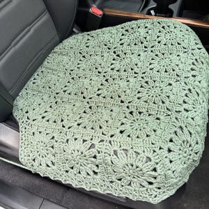 Funda de asiento de coche, diseño de girasol de ganchillo, funda de cojín para asiento delantero inferior, ajuste universal para vehículos, sedanes, SUV, furgonetas, decoración para coche, color verde salvia.