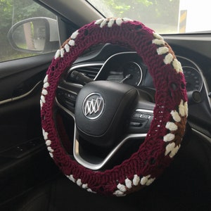 Steering wheel cover,Sunflower steering wheel cover,Crochet steering wheel cover,Seat belt cover,Women car accessories,Seat covers for car image 6